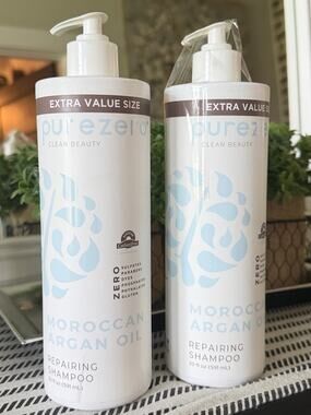 Purezero Moroccan Argan Oil Shampoo 20oz Pump Sulfate Free Vegan 2 Pack